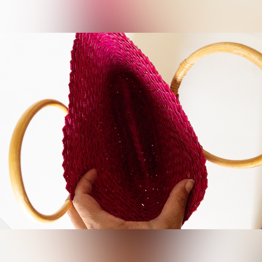 Small Pink Sequin Bag W Wooden Handle - Picture 5 of 5